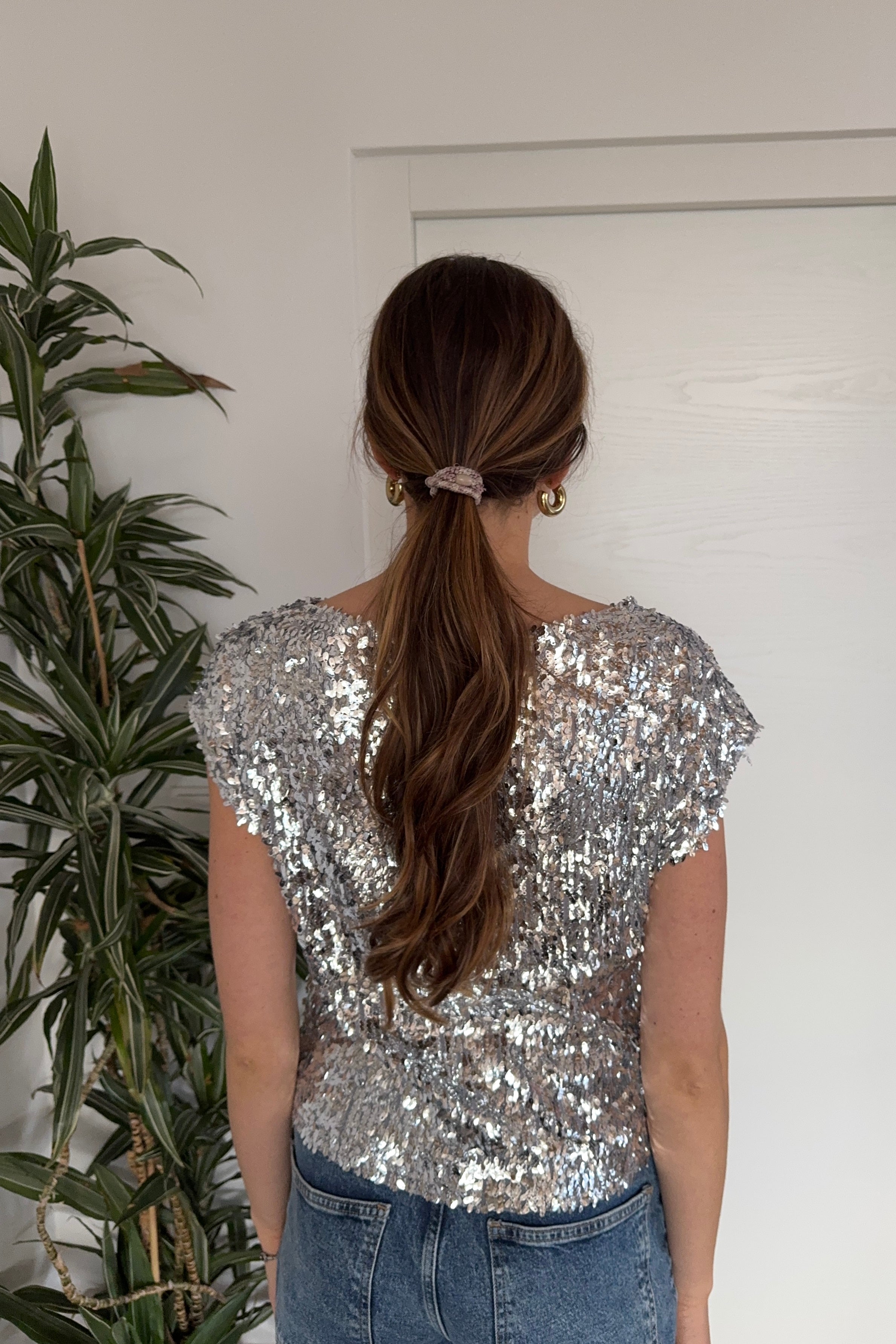 GLITTER SHIRT KURZARM