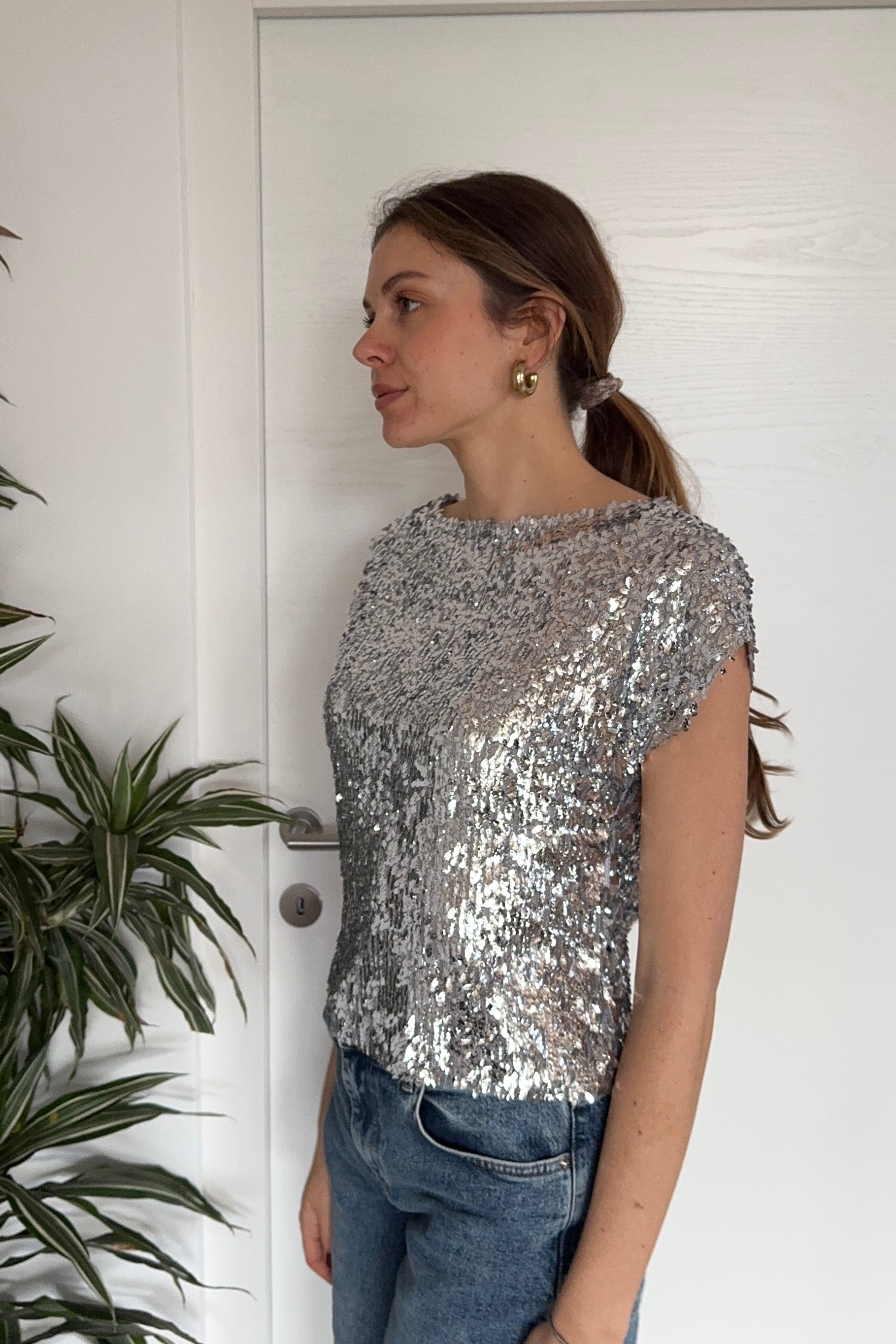 GLITTER SHIRT KURZARM