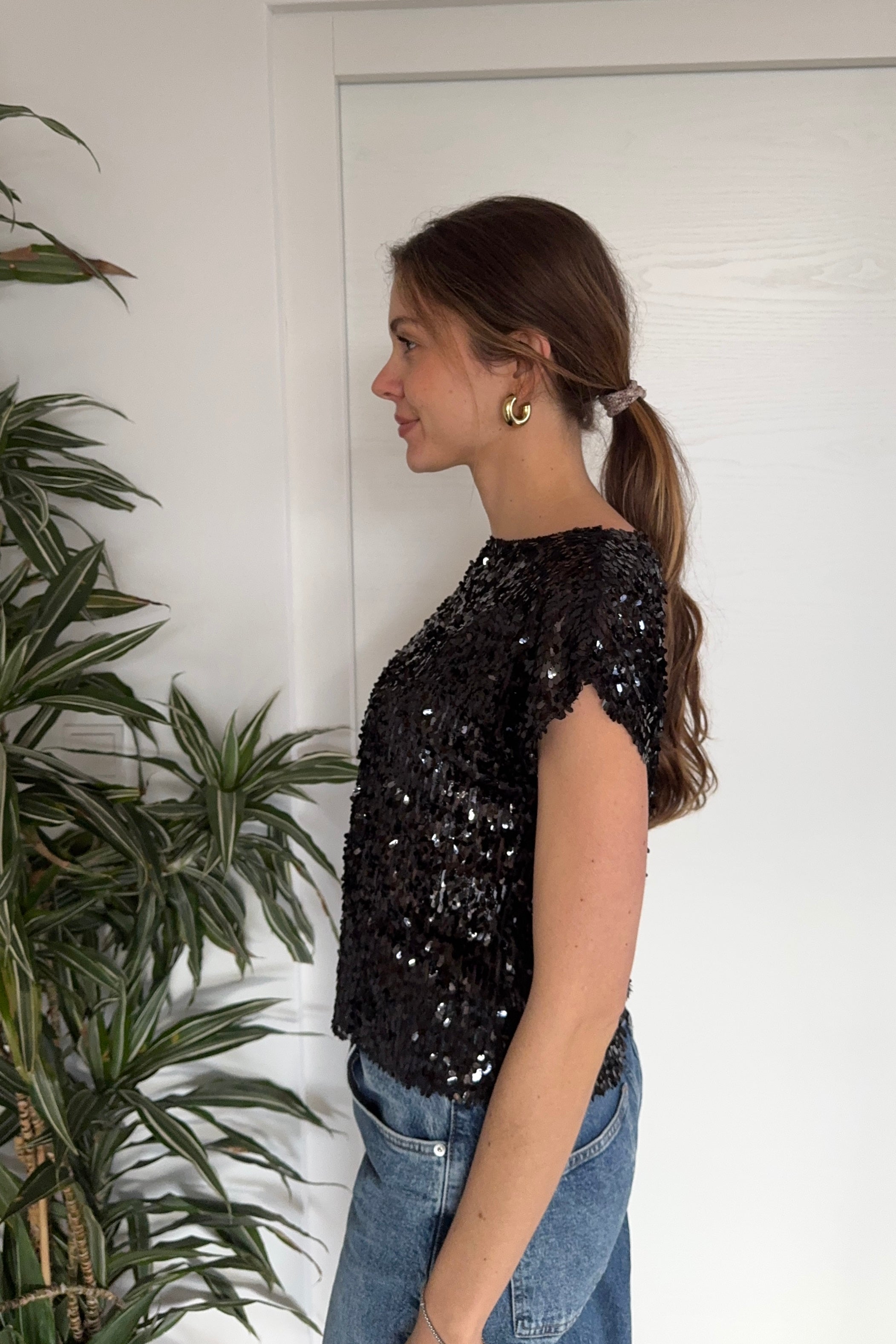 GLITTER SHIRT KURZARM