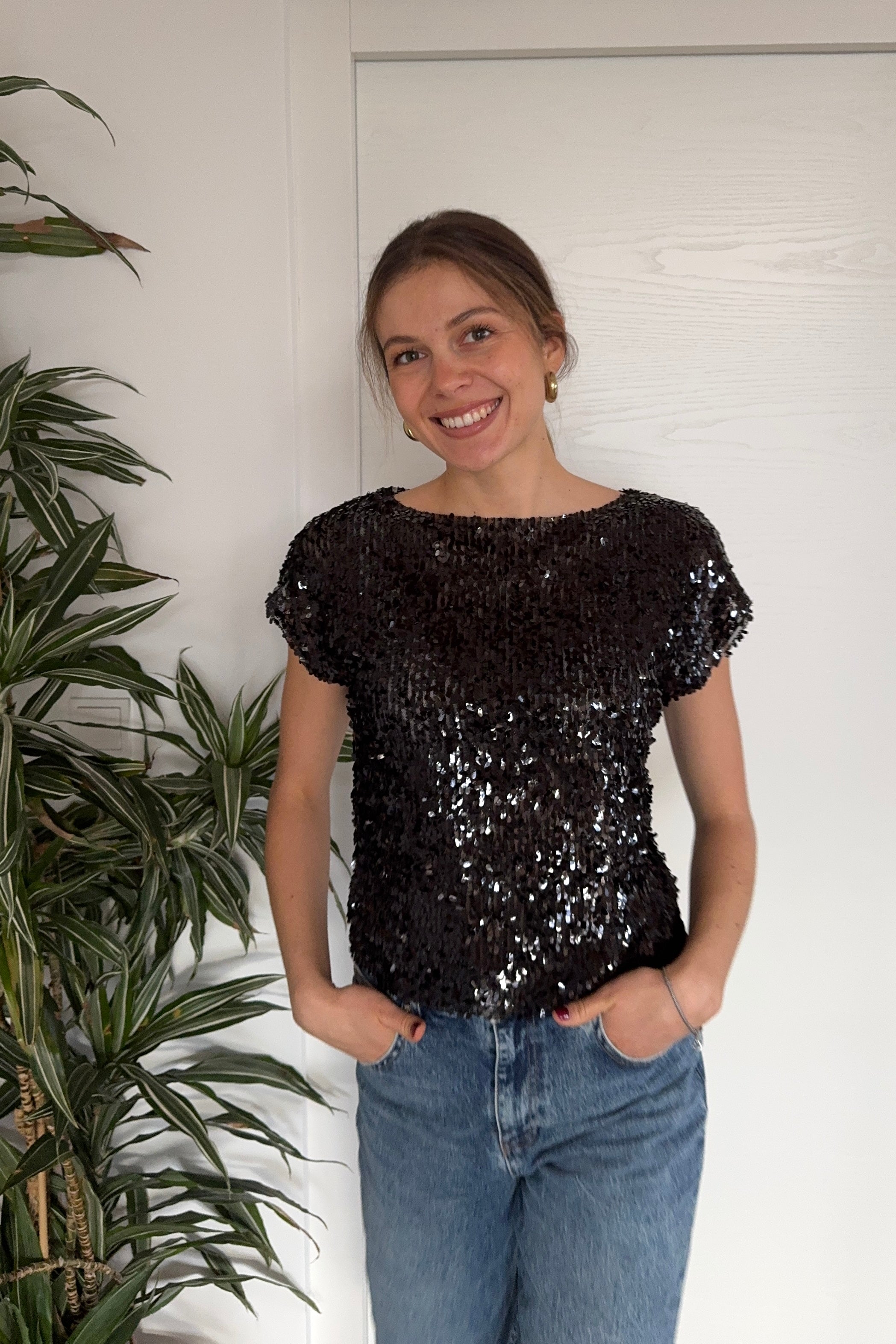 GLITTER SHIRT KURZARM