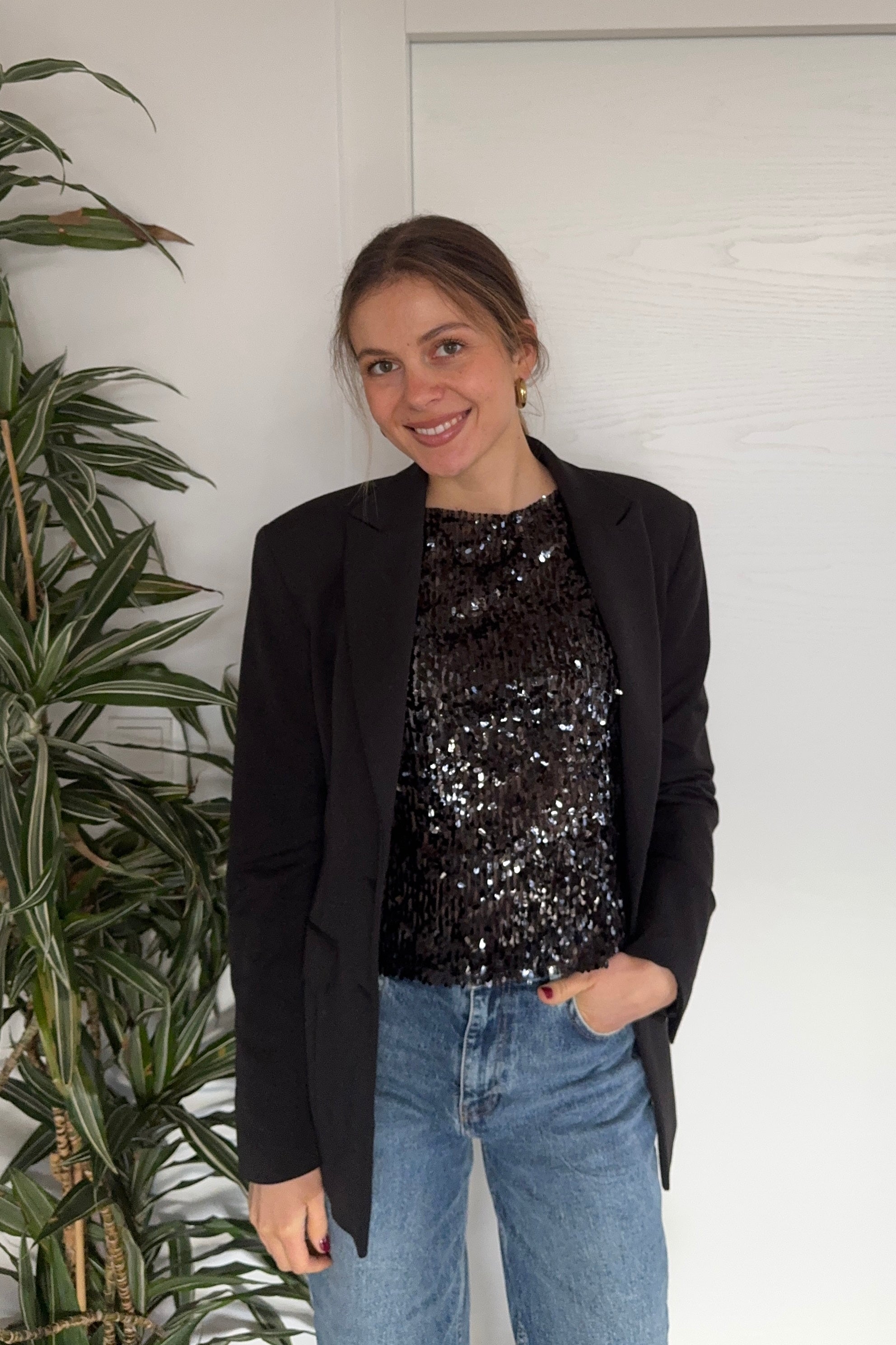 GLITTER SHIRT KURZARM