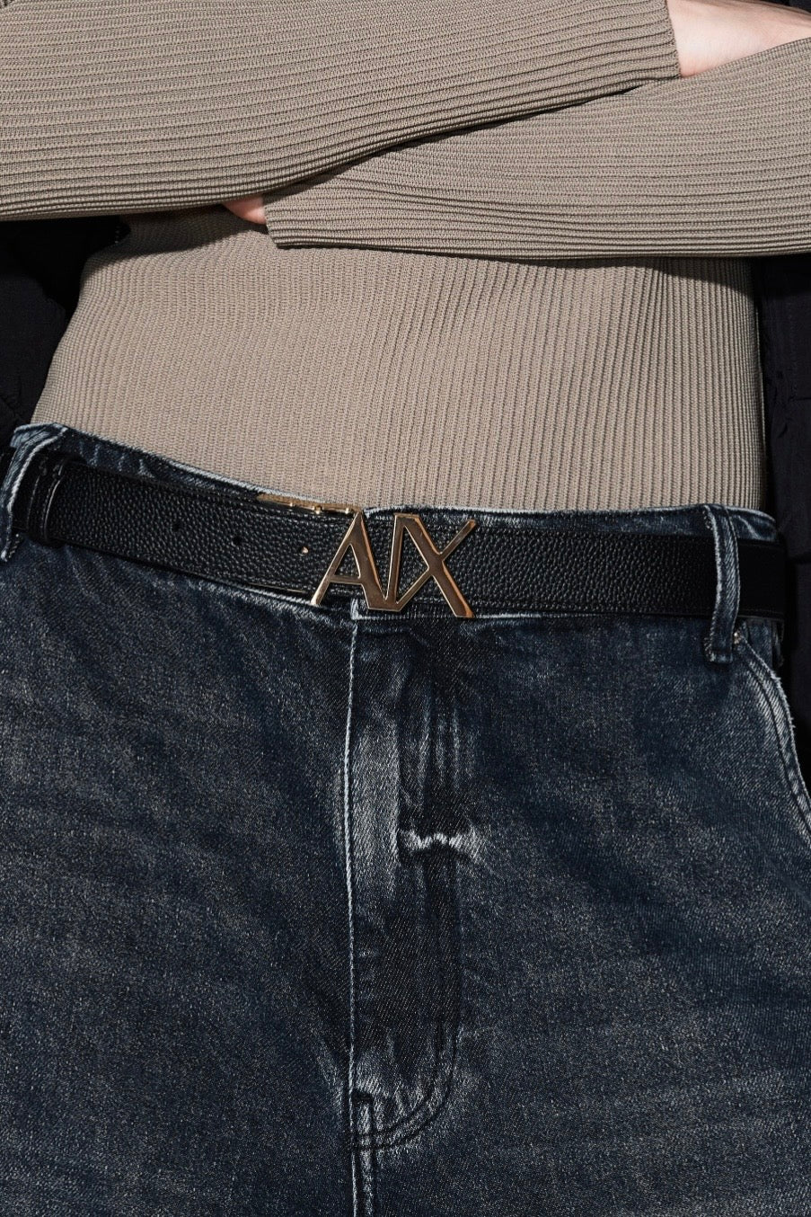 BELT WITH LOGO AX GOLD BIG (WEAR ON BOTH SIDES)