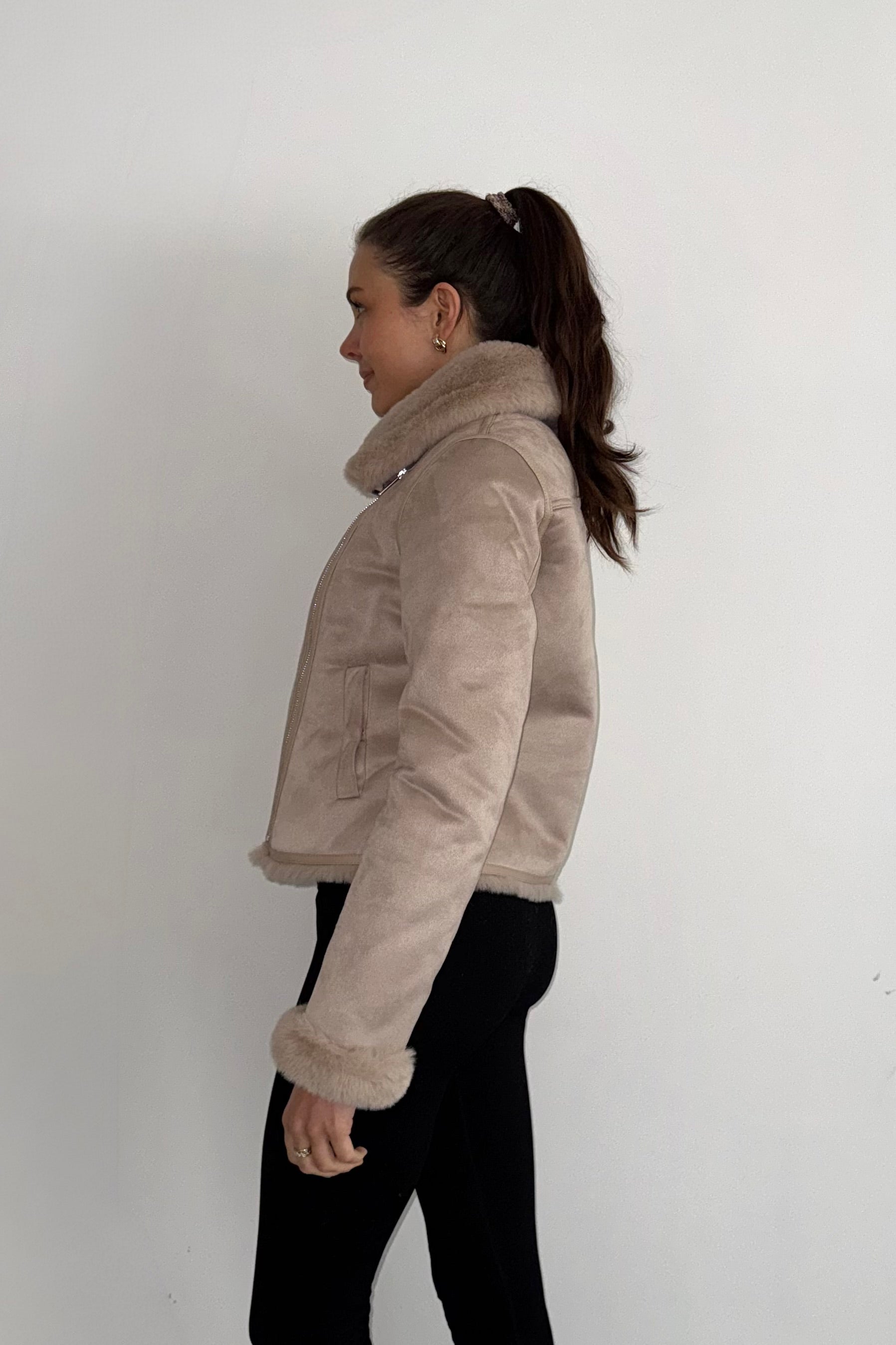 FAUX FUR BIKER JACKET